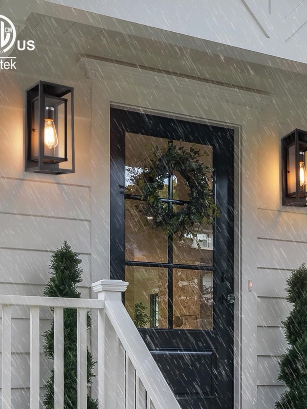Set of 2 Modern Black Outdoor Wall Lanterns 18’